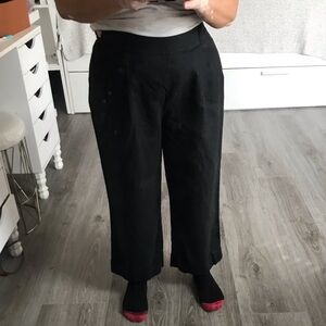 JONES NEW YORK Women High Waist Crops Legs Black Linen Pants | 6